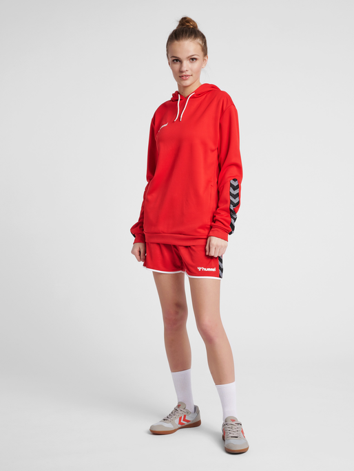 hmlAUTHENTIC POLY HOODIE WOMAN, TRUE RED, model