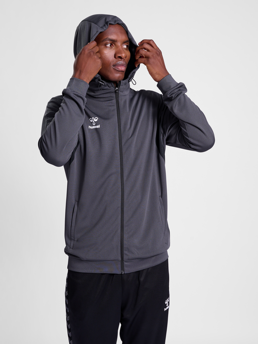 hmlAUTHENTIC PL ZIP HOODIE, ASPHALT, model