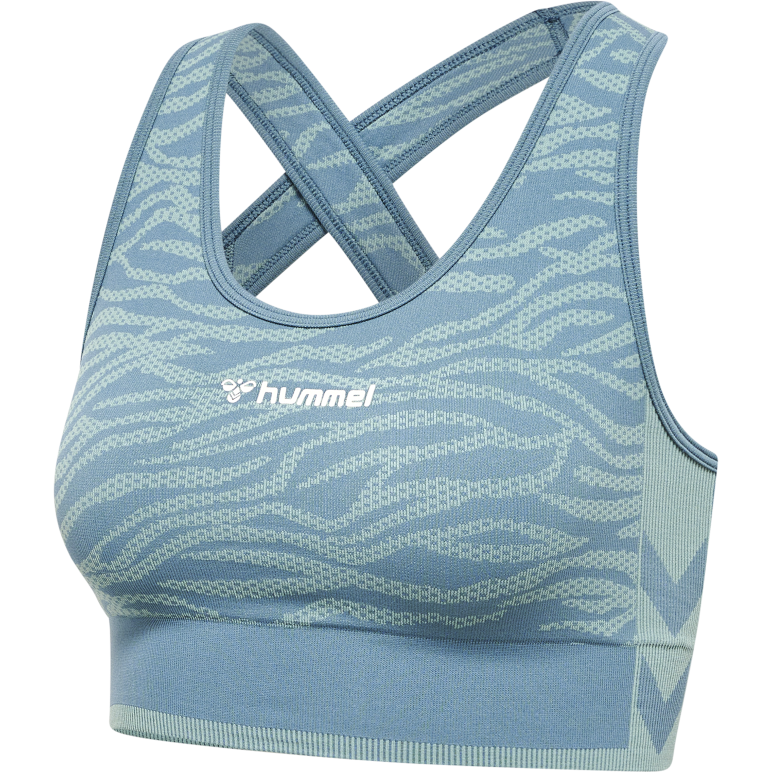 hmlMT SAGA SEAMLESS SPORTS TOP, NORTH ATLANTIC/BLUE SURF MELANGE, packshot