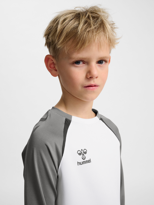 hmlLEAD 2.0 CREW SWEAT KIDS, WHITE/STEEL GRAY, model