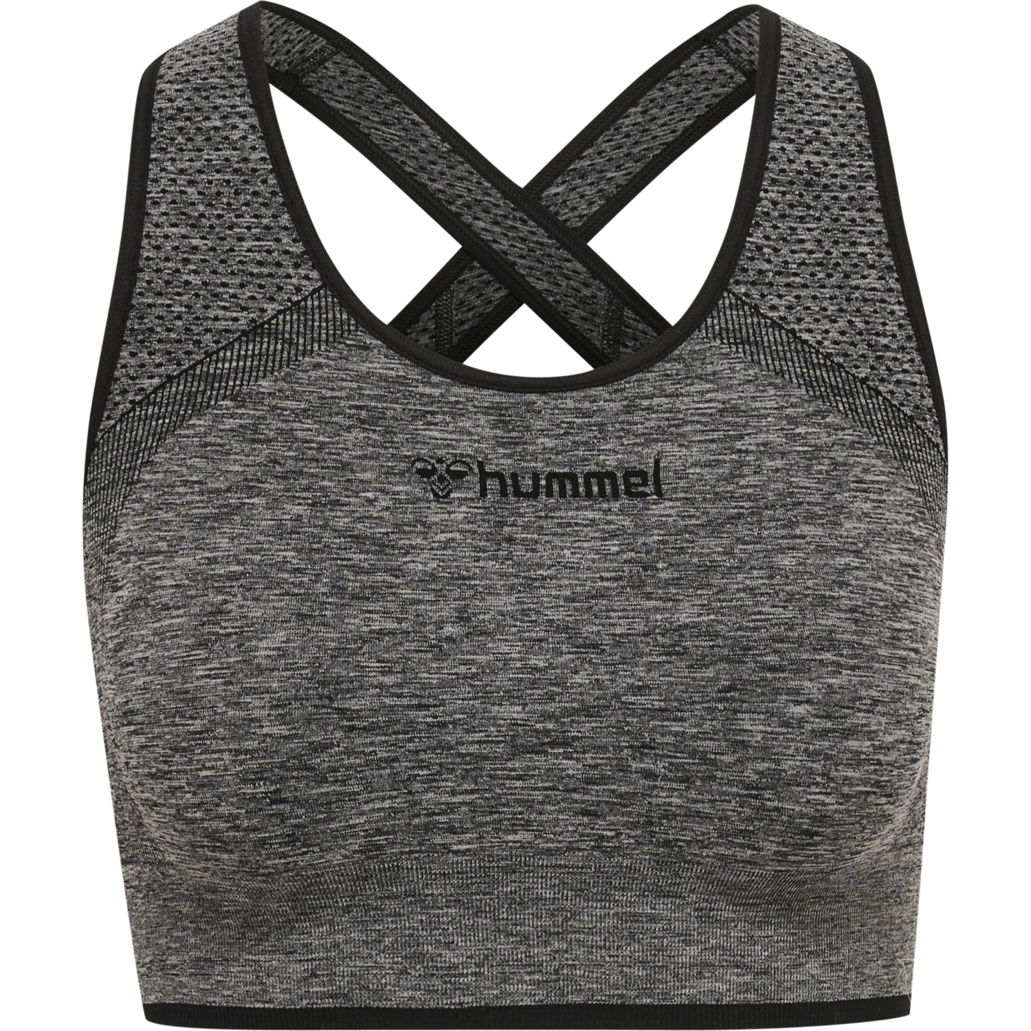 hmlMT UNA SEAMLESS SPORTS TOP, BLACK MELANGE, packshot