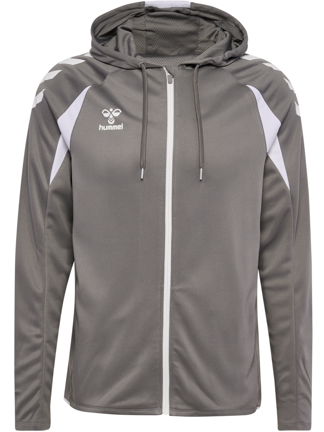 hmlCORE 2.0 ZIP HOODIE, STEEL GRAY/WHITE, packshot