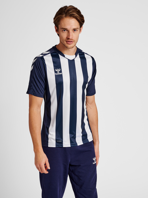 hmlCORE XK STRIPED JERSEY S/S, MARINE/WHITE, model
