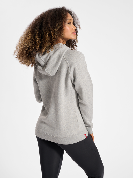 hmlRED HEAVY ZIP HOODIE WOMAN, GREY MELANGE, model