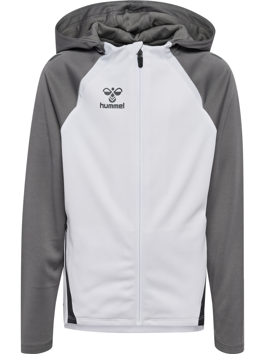 hmlLEAD 2.0 ZIP HOODIE KIDS, WHITE/STEEL GRAY, packshot