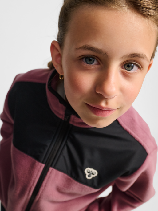 hmlJR FLEECE ZIP JACKET, DUSKY ORCHID, model