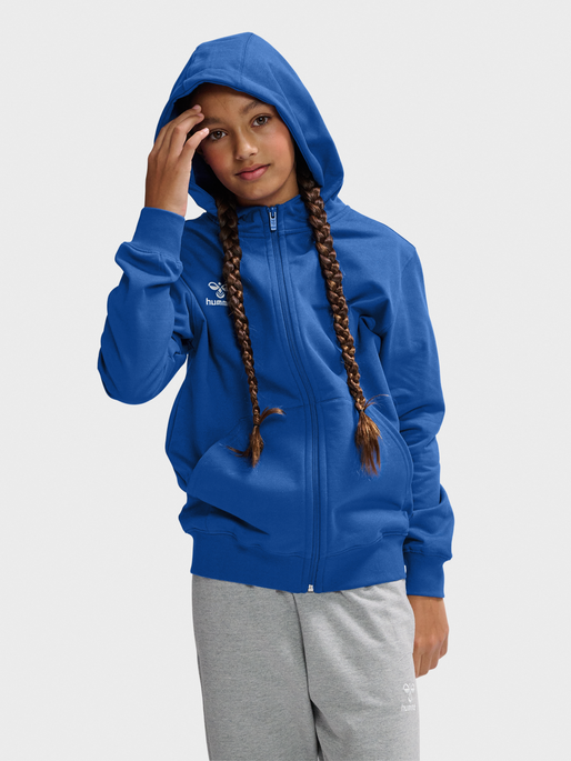 hmlGO 2.0 ZIP HOODIE KIDS, TRUE BLUE, model