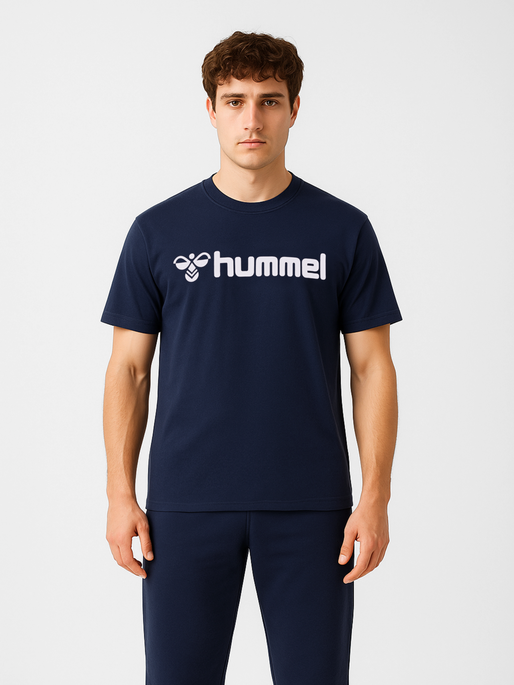 hmlMOVER COTTON T-SHIRT S/S, MARINE, model