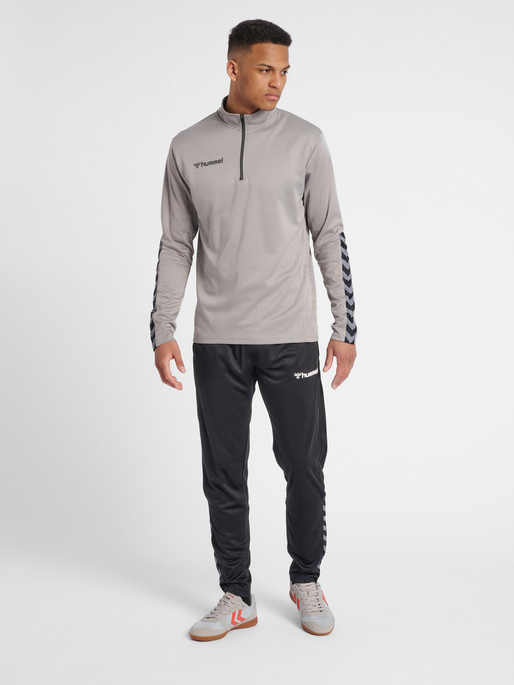 hmlAUTHENTIC HALF ZIP SWEATSHIRT, GREY MELANGE, model