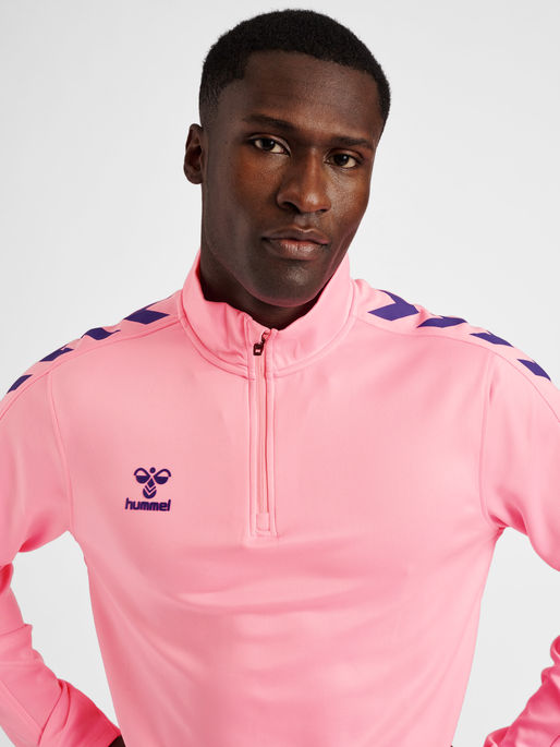 hmlCORE XK HALF ZIP POLY SWEAT, COTTON CANDY, model