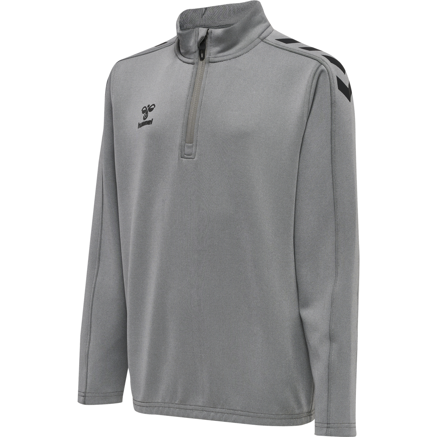 hmlCORE XK HALF ZIP POLY SWEAT KIDS, GREY MELANGE, packshot
