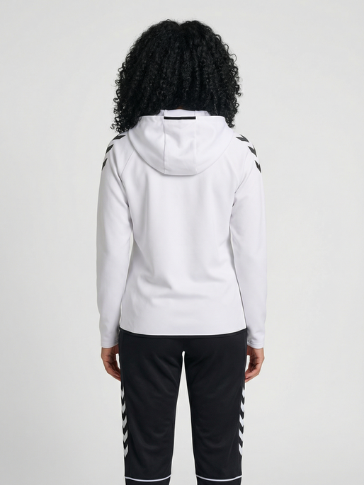 hmlCORE 2.0 ZIP HOODIE WOMAN, WHITE/BLACK, model