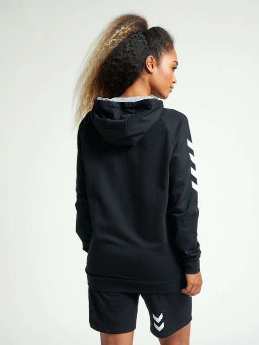 HMLGO COTTON HOODIE WOMAN, BLACK, model