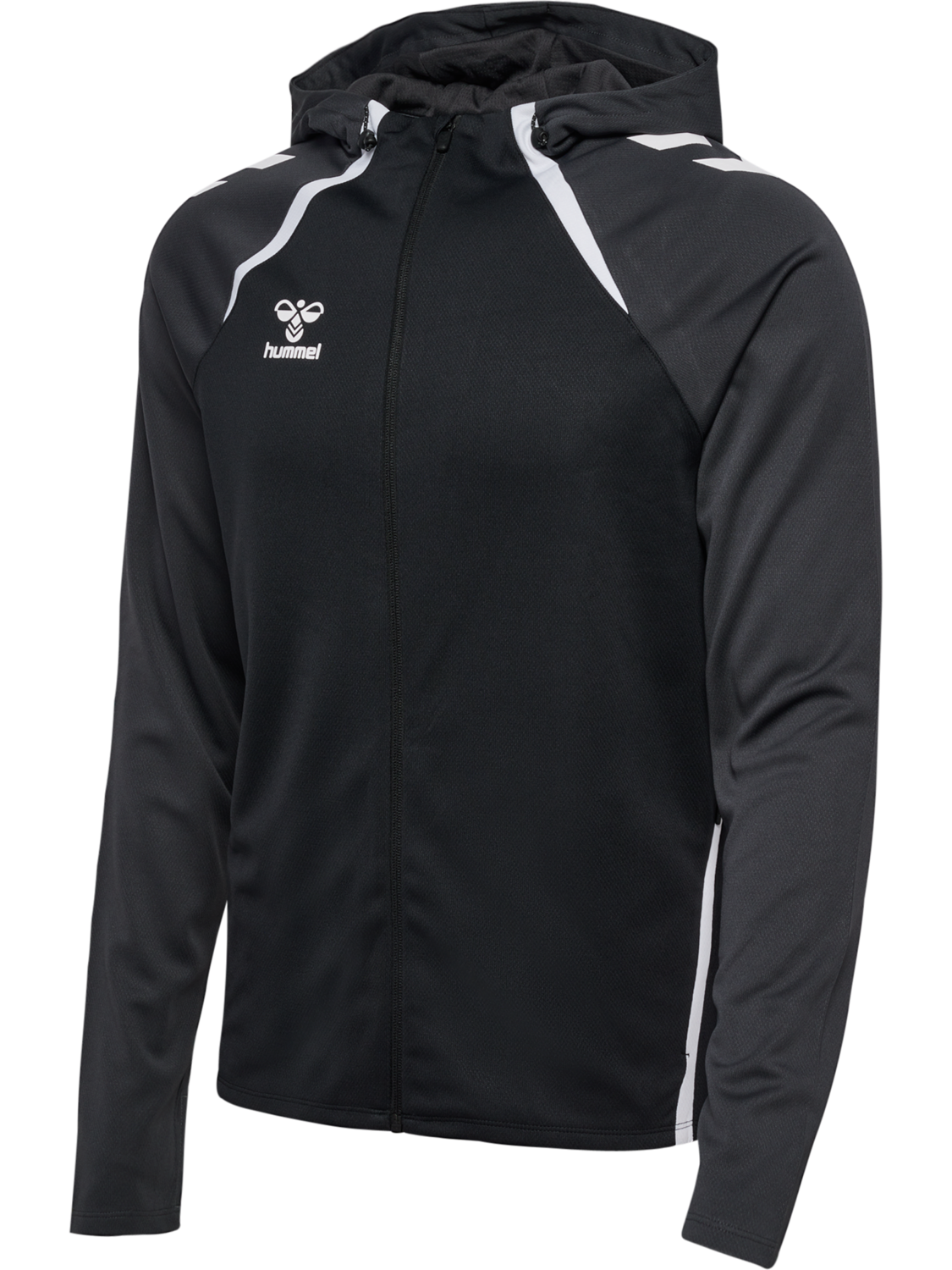 hmlLEAD 2.0 ZIP HOODIE, BLACK/ASPHALT, packshot