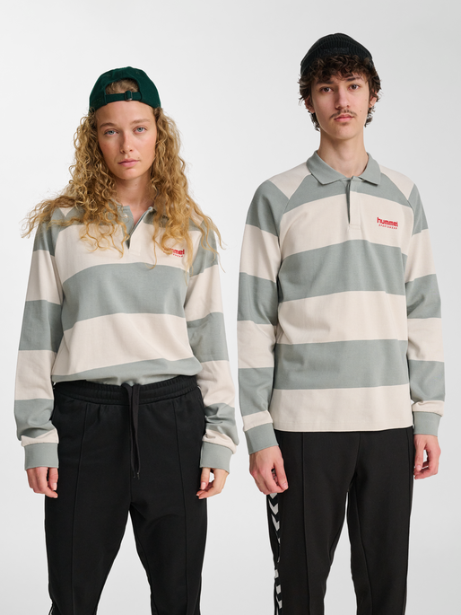 hmlLOOSE STRIPED POLO L/S, BELGIAN BLOCK, model