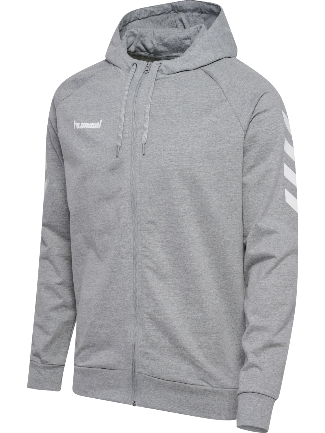 HMLGO COTTON ZIP HOODIE, GREY MELANGE, packshot