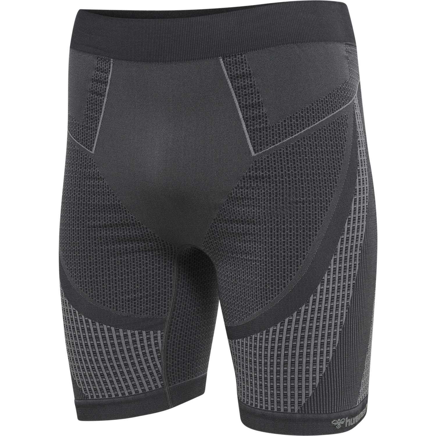 hmlMT OLLI SEAMLESS TIGHT SHORTS, BLACK/ASPHALT MELANGE, packshot