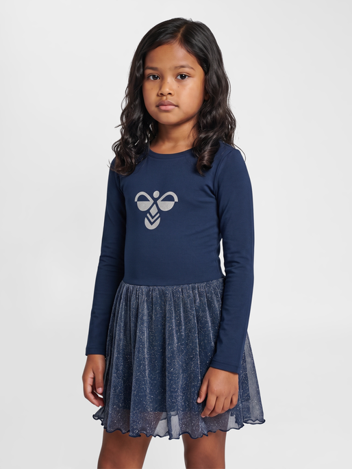 hmlJR GLITTER TIGHTS GYMSUIT L/S, DRESS BLUES, model