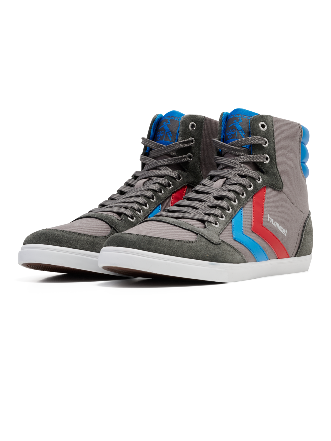 HUMMEL SLIMMER STADIL HIGH, CASTLEROCK/RIBBONRED/BRIL BLUE, packshot