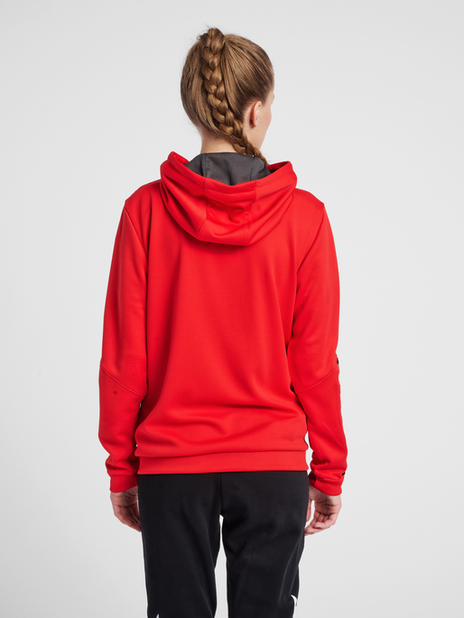 hmlAUTHENTIC POLY ZIP HOODIE WOMAN, TRUE RED, model