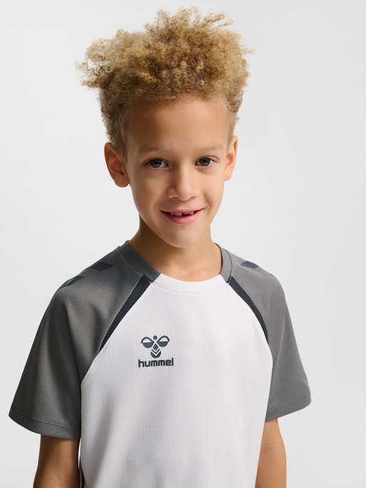 hmlLEAD 2.0 JERSEY S/S KIDS, WHITE/STEEL GRAY, model