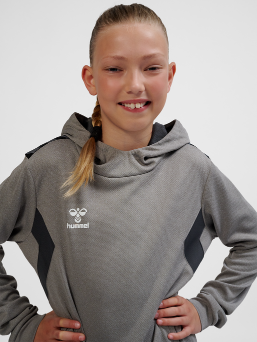hmlAUTHENTIC PL HOODIE KIDS, GREY MELANGE, model