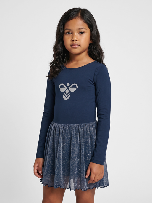 hmlJR GLITTER TIGHTS GYMSUIT L/S, DRESS BLUES, model