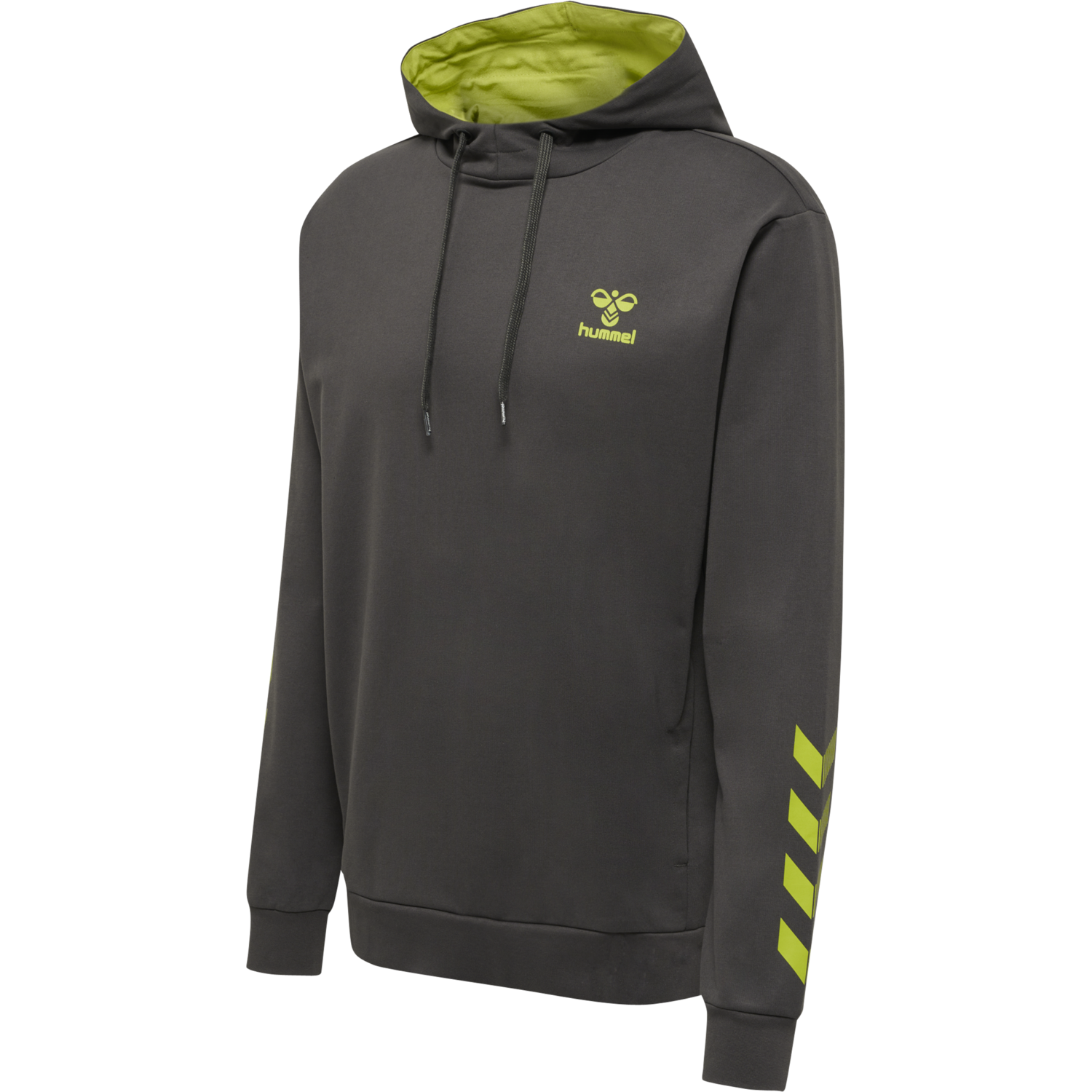 hmlOFFGRID COTTON HOODIE, FORGED IRON/DARK CITRON, packshot