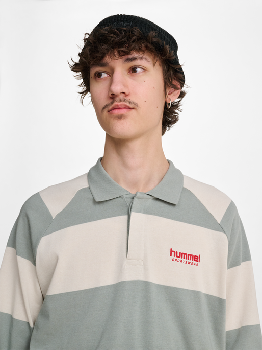hmlLOOSE STRIPED POLO L/S, BELGIAN BLOCK, model