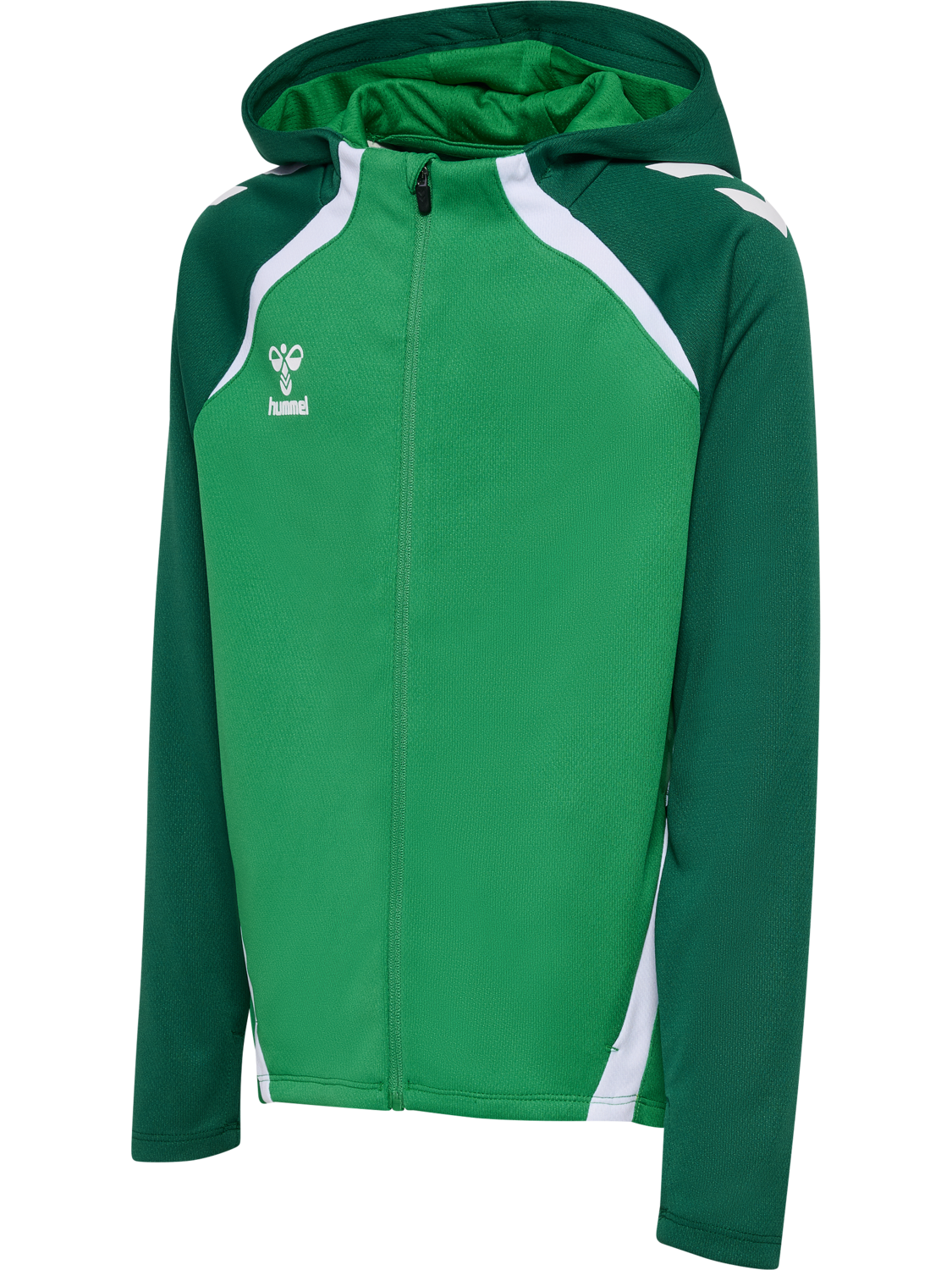 hmlLEAD 2.0 ZIP HOODIE KIDS, JELLY BEAN/EVERGREEN, packshot