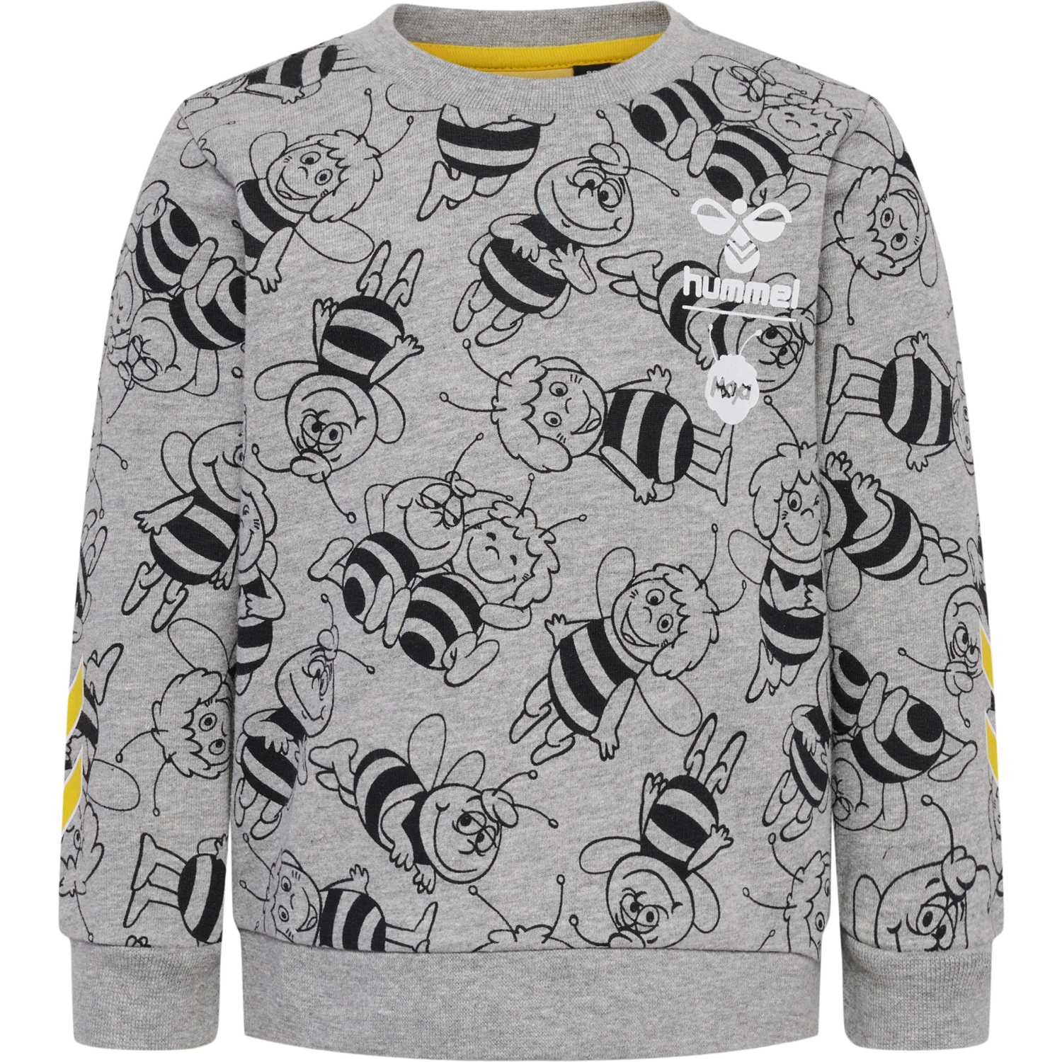 hmlMAYA AOP CREWSUIT, GREY MELANGE, packshot