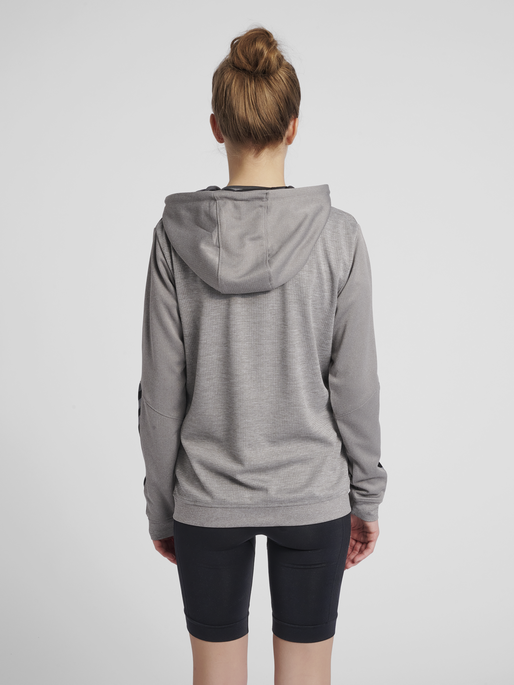 hmlAUTHENTIC POLY ZIP HOODIE WOMAN, GREY MELANGE, model