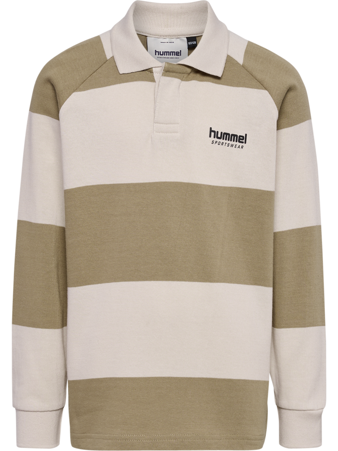 hmlJR LOOSE STRIPED POLO L/S, CORNSTALK, packshot