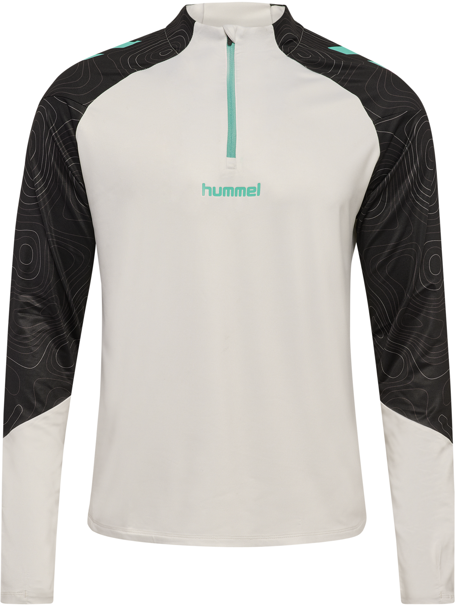 hmlBLAZE 2.0 TRAINING HALF ZIP, VAPOROUS GRAY/POOL BLUE, packshot