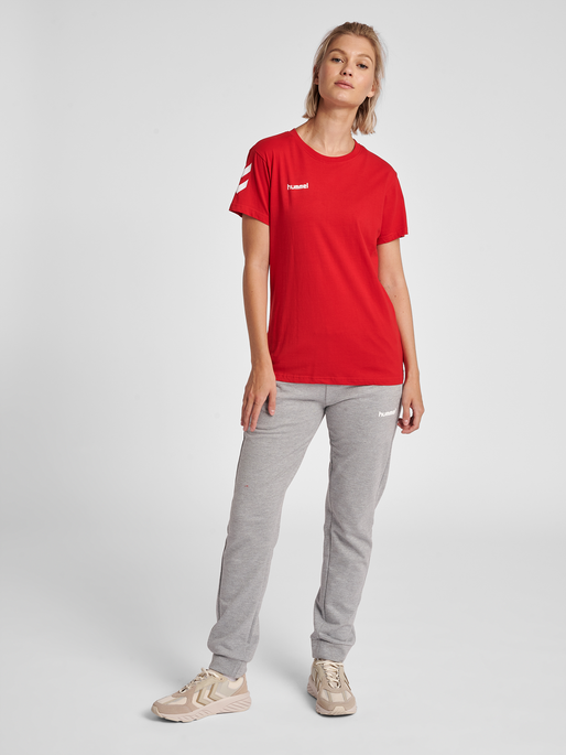 HMLGO COTTON T-SHIRT WOMAN S/S, TRUE RED, model