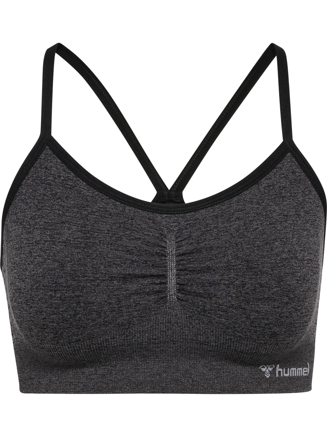 hmlCI SEAMLESS SCRUNCH SPORTS BRA, BLACK MELANGE, packshot