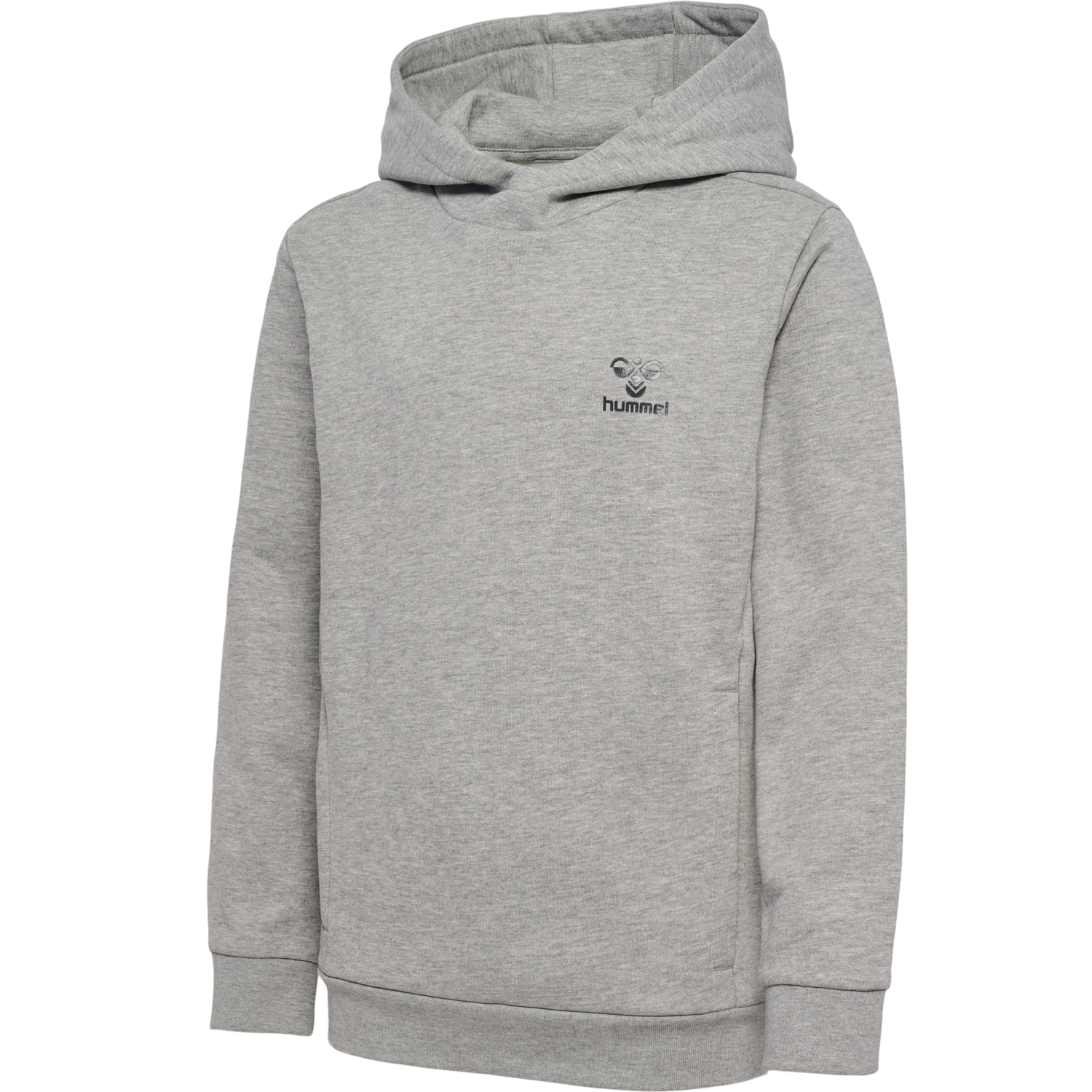 hmlOFFGRID HOODIE KIDS, GREY MELANGE/FORGED IRON, packshot