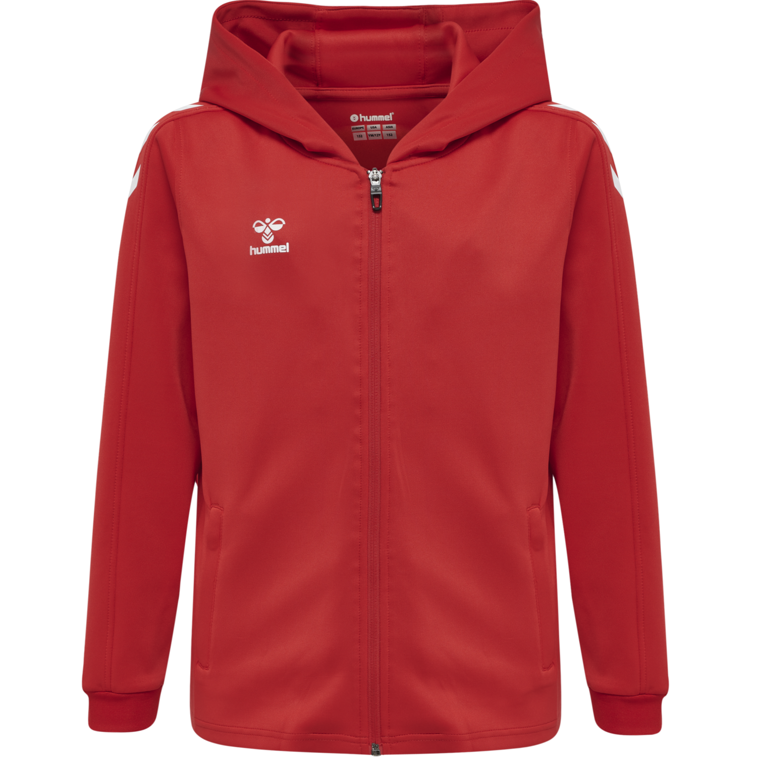 hmlCORE XK POLY ZIP HOOD SWEAT KIDS, TRUE RED, packshot