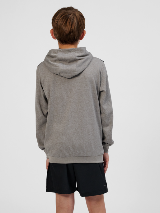 hmlAUTHENTIC PL ZIP HOODIE KIDS, GREY MELANGE, model