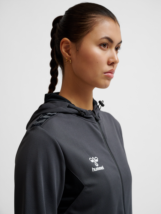 hmlAUTHENTIC PL ZIP HOODIE WOMAN, ASPHALT, model