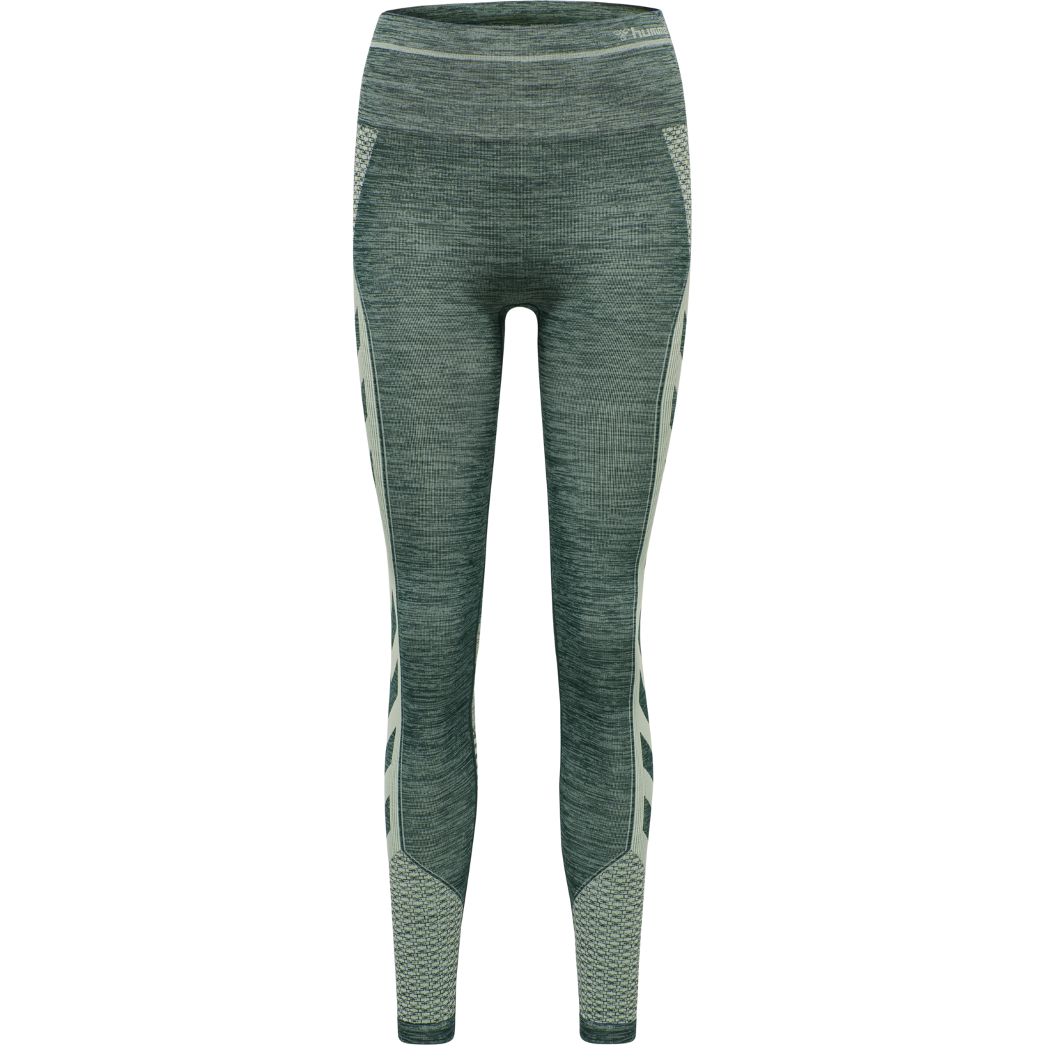 hmlVERA SEAMLESS HIGH WAIST TIGHTS, DARKEST SPRUCE/BASIL MELANGE, packshot