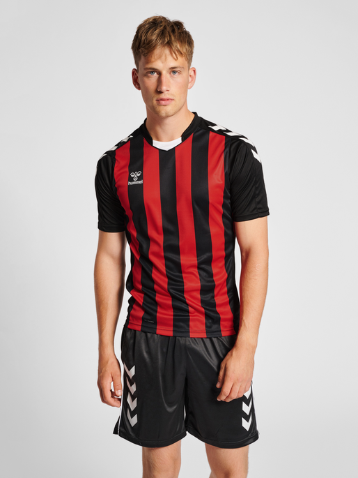 hmlCORE XK STRIPED JERSEY S/S, BLACK/TRUE RED, model