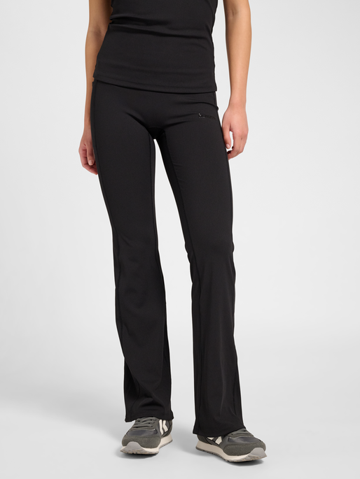 hmlPRIMA RIB STRAIGHT LEG HW TIGHTS, BLACK, model