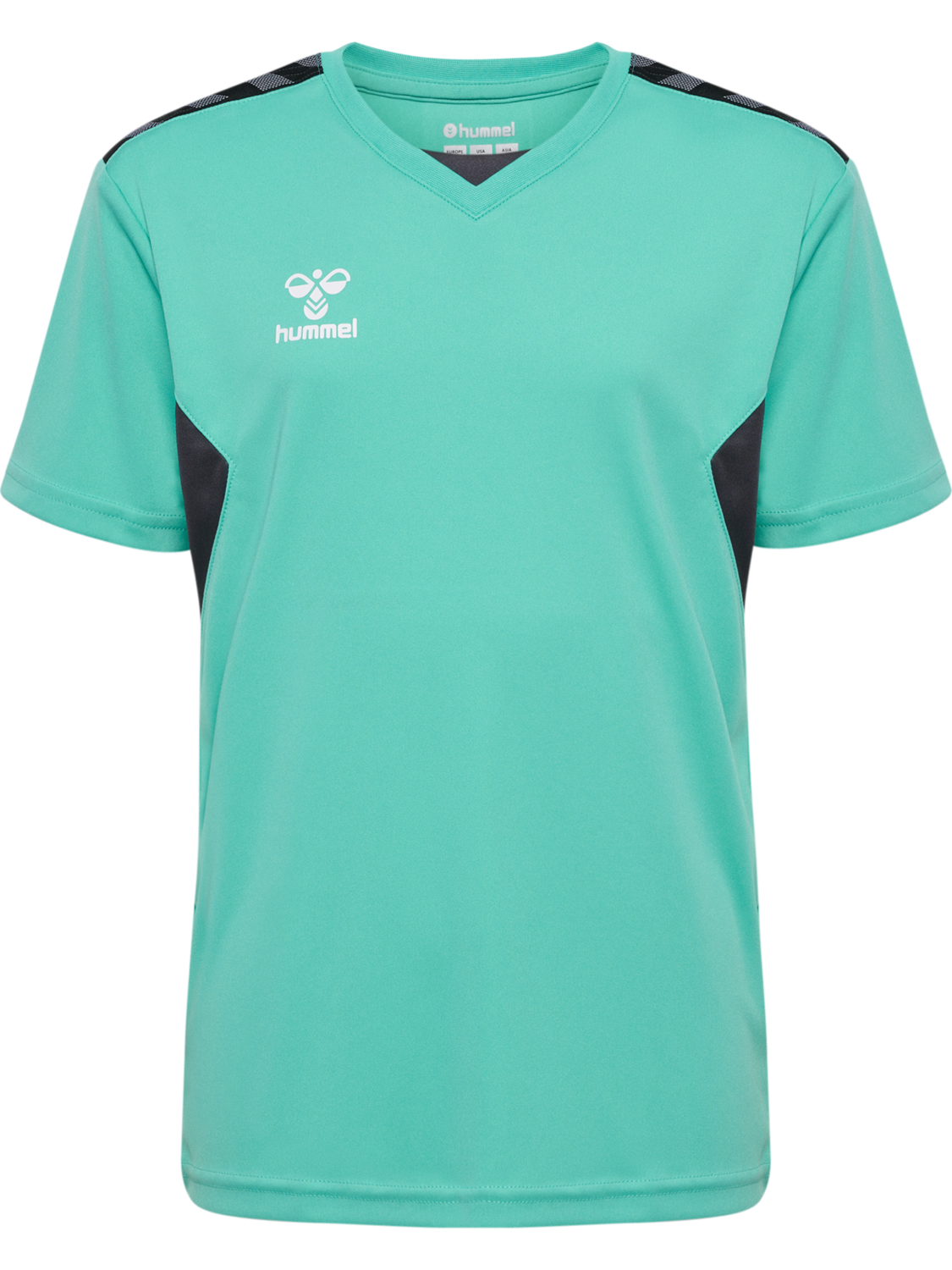 hmlAUTHENTIC PL JERSEY S/S KIDS, !TURQUOISE /ASPHALT, packshot