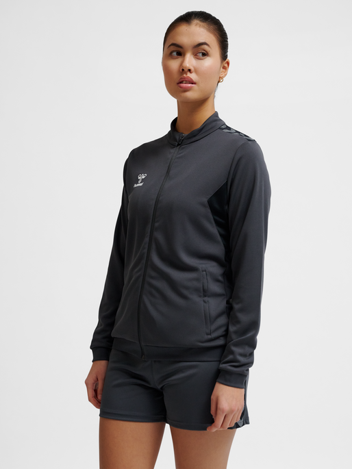 hmlAUTHENTIC PL ZIP JACKET WOMAN, ASPHALT, model