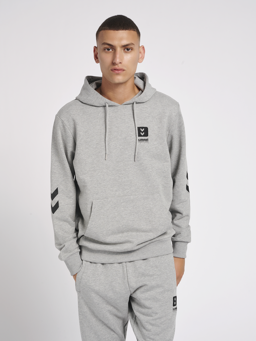 hmlLGC GRAHAM HOODIE, GREY MELANGE, model
