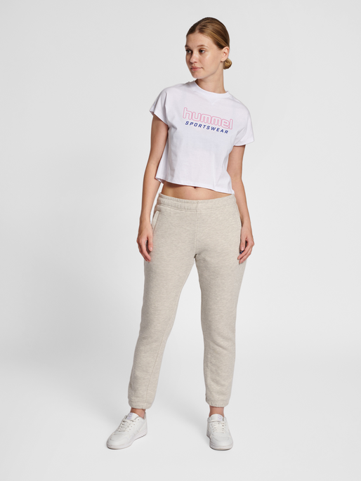 hmlLGC JUNE CROPPED T-SHIRT, WHITE, model