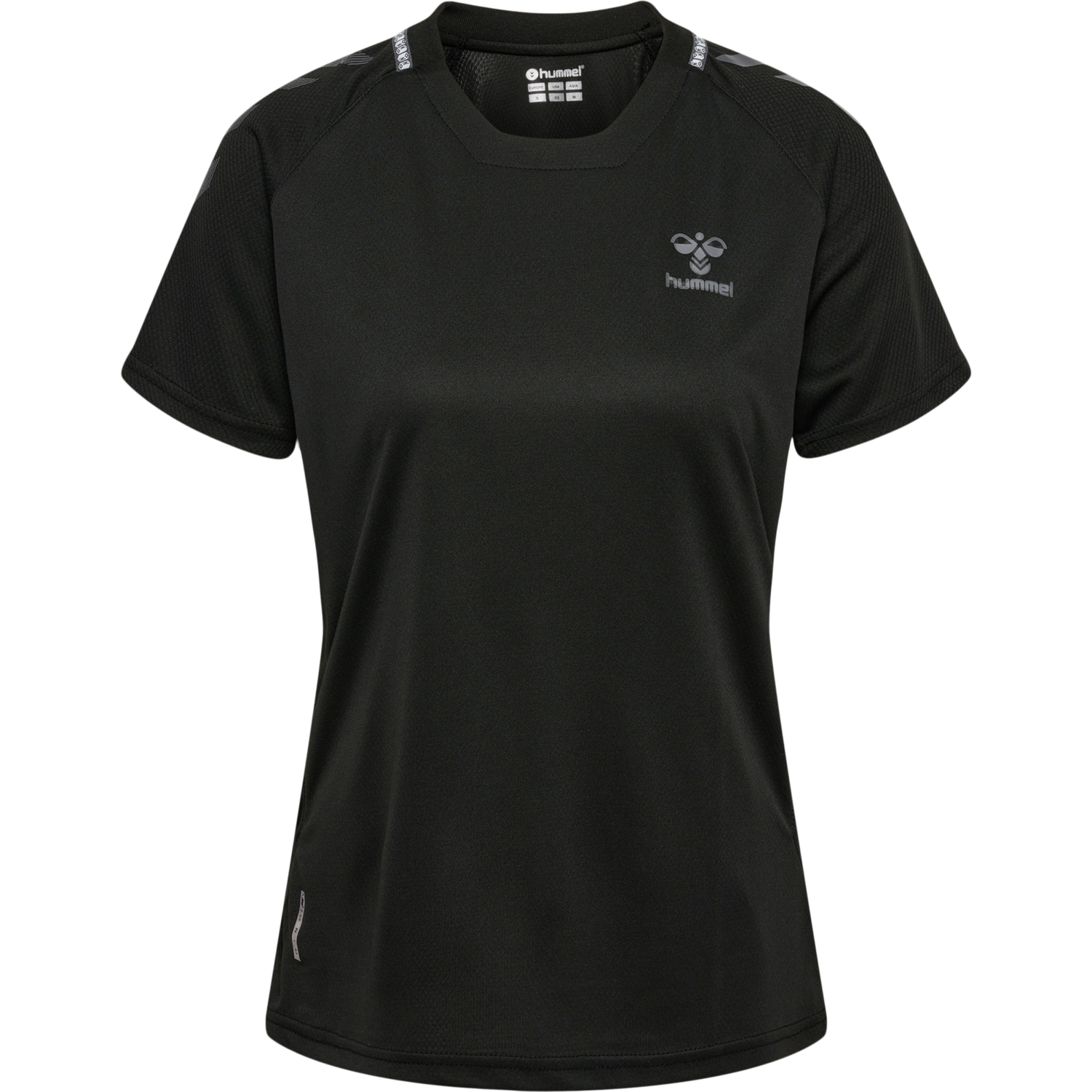 hmlONGRID POLY JERSEY S/S WO, JET BLACK/FORGED IRON, packshot