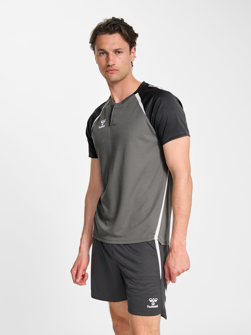 hmlLEAD 2.0 POLO, STEEL GRAY/ASPHALT, model