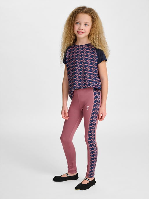 hmlJR MIX MID WAIST TIGHTS, WISTFUL MAUVE, model